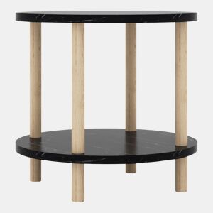 Mesa de apoio Ves 49xØ42 cm aspeto mármore, preto en.casa