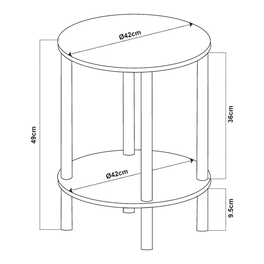 Mesa de apoio Ves 49xØ42 cm aspeto mármore, preto en.casa