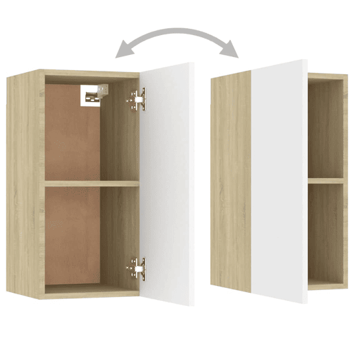 Móvel de TV - Modulo de TV - Armário de TV derivados de madeira branco e carvalho sonoma