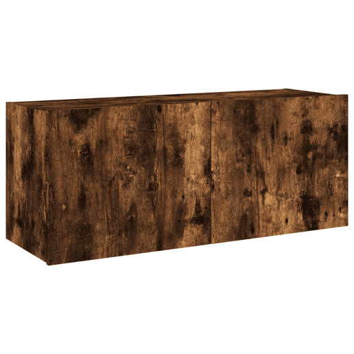 Móvel de parede p TV - Armário de TV c luzes LED 100x35x41 cm carvalho fumado
