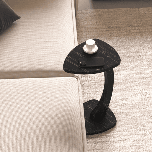 Mesa de apoio Klinerg 40x37x56 cm aspeto mármore, preto en.casa