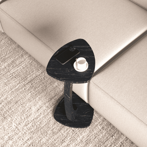 Mesa de apoio Klinerg 40x37x56 cm aspeto mármore, preto en.casa