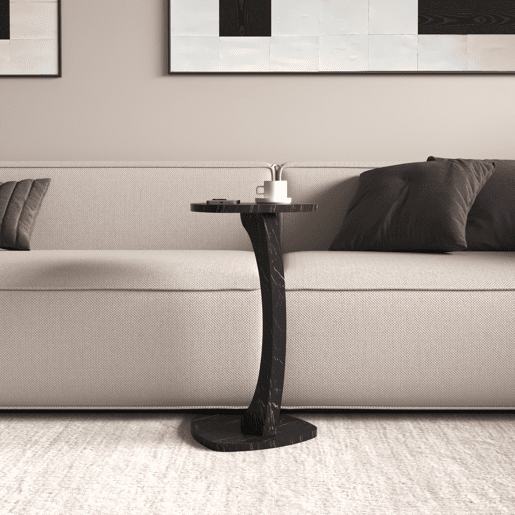 Mesa de apoio Klinerg 40x37x56 cm aspeto mármore, preto en.casa