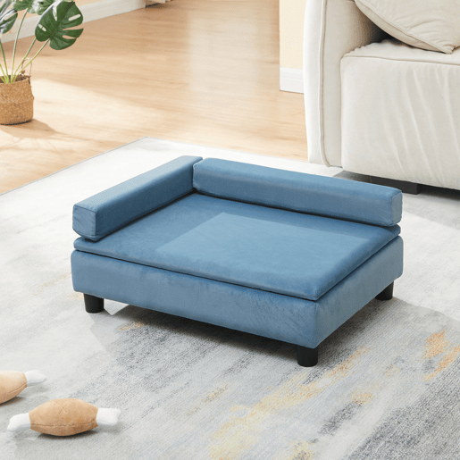 Cama para cães e gatos Salkonssad com compartimento de arrumação 60x45x24 cm Azul en.casa