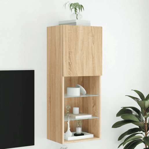 Móvel de TV - Modulo de TV - Armário de TV com luzes LED 40,5x30x102 cm carvalho sonoma