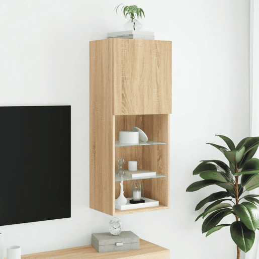 Móvel de TV - Modulo de TV - Armário de TV com luzes LED 40,5x30x102 cm carvalho sonoma