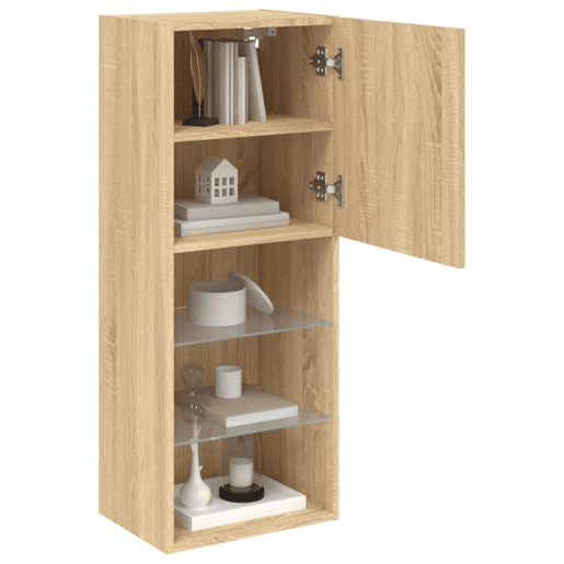 Móvel de TV - Modulo de TV - Armário de TV com luzes LED 40,5x30x102 cm carvalho sonoma
