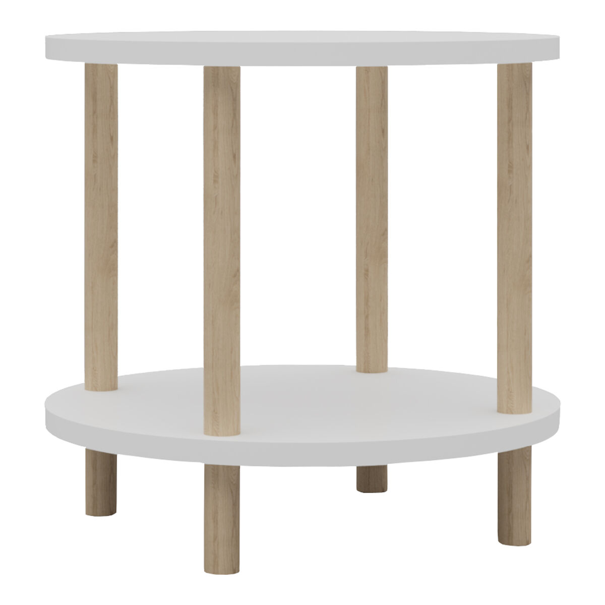 Mesa auxiliar ves con estante 49xø42 cm - blanco [en.casa]