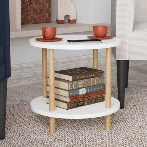 Mesa de apoio Ves 49xØ42 cm branco en.casa