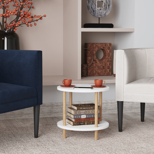 Mesa de apoio Ves 49xØ42 cm branco en.casa