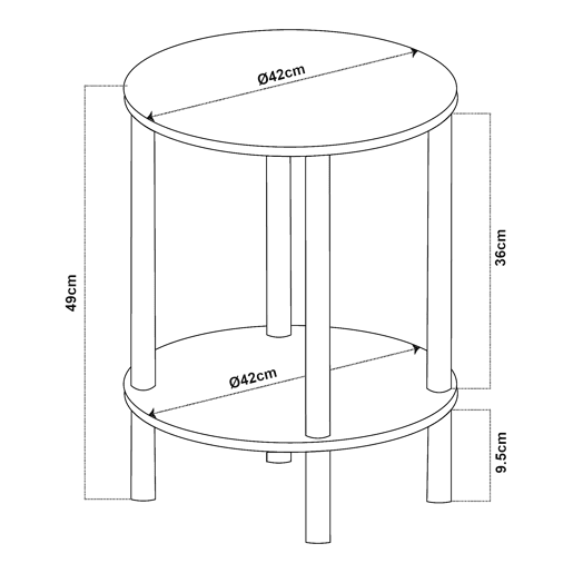 Mesa de apoio Ves 49xØ42 cm branco en.casa