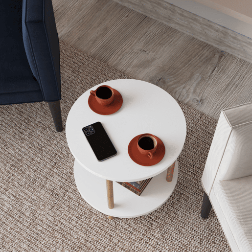 Mesa de apoio Ves 49xØ42 cm branco en.casa