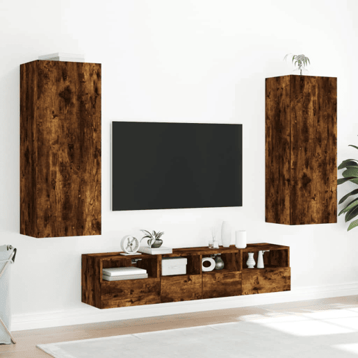 Móveis parede TV - Armários de TV - Módulos de TV 40,5x30x102cm derivados madeira carvalho fumado