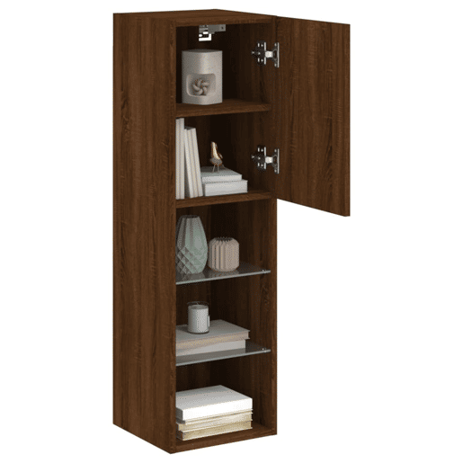 Móvel de TV - Modulo de TV - Armário de TV com luzes LED 30,5x30x102 cm carvalho castanho