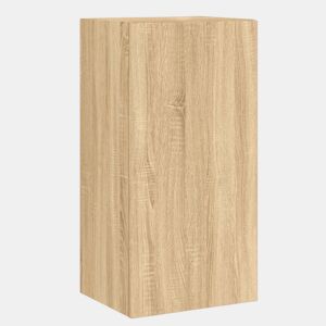 Móvel de parede p TV - Armário de TV c luzes LED 40,5x35x80cm carvalho sonoma