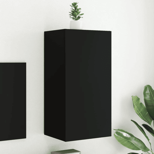 Móvel de parede para TV - Armário de TV com luzes LED 40,5x35x80 cm preto