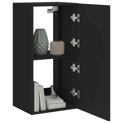 Móvel de parede para TV - Armário de TV com luzes LED 40,5x35x80 cm preto