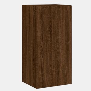 Móvel de parede p TV - Armário de TV c luzes LED 40,5x35x80 carvalho castanho