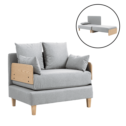 Sofá-cama de 1 lugar Seinlus 81x88x68 cm Cinzento claro en.casa