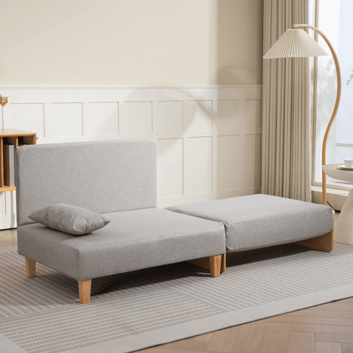 Sofá-cama de 1 lugar Seinlus 81x88x68 cm Cinzento claro en.casa