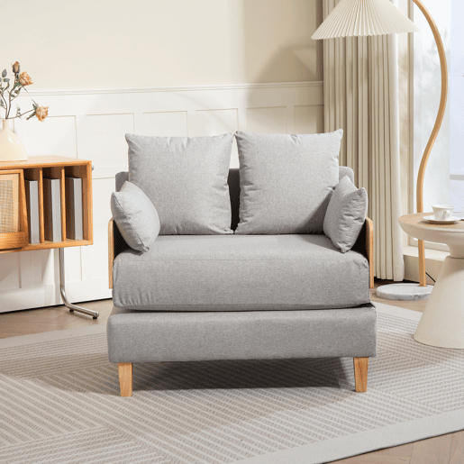 Sofá-cama de 1 lugar Seinlus 81x88x68 cm Cinzento claro en.casa