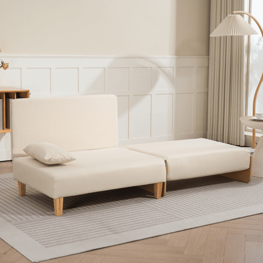 Sofá-cama de 1 lugar Seinlus 81x88x68 cm Bege en.casa