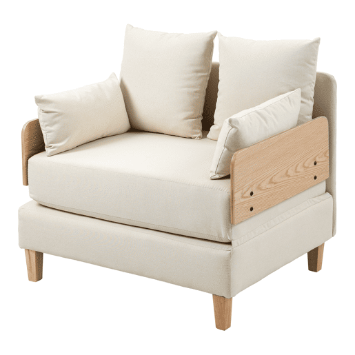 Sofá-cama de 1 lugar Seinlus 81x88x68 cm Bege en.casa