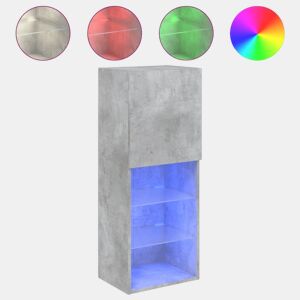 Móvel de TV - Modulo de TV - Armário de TV com luzes LED 40,5x30x102 cm cinzento cimento