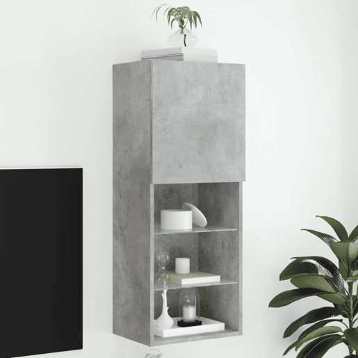 Móvel de TV - Modulo de TV - Armário de TV com luzes LED 40,5x30x102 cm cinzento cimento
