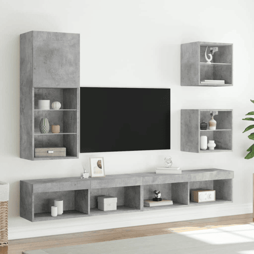 Móvel de TV - Modulo de TV - Armário de TV com luzes LED 40,5x30x102 cm cinzento cimento