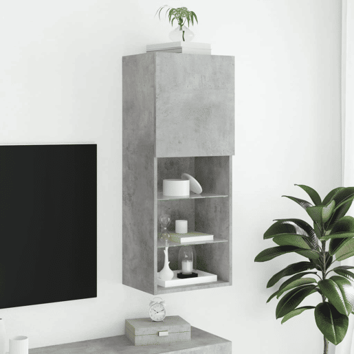 Móvel de TV - Modulo de TV - Armário de TV com luzes LED 40,5x30x102 cm cinzento cimento