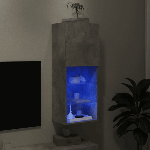 Móvel de TV - Modulo de TV - Armário de TV com luzes LED 40,5x30x102 cm cinzento cimento