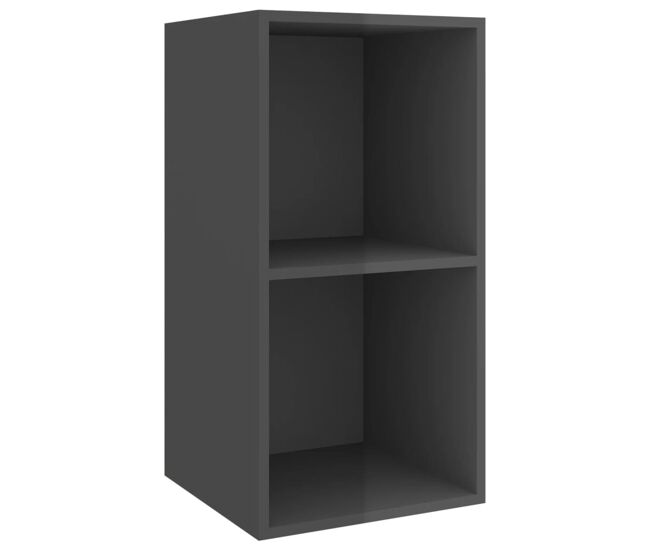 Mueble tv - mesa de tv de pared madera contrachapada gris brillo 37x37x72 cm