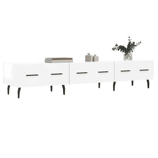 Móvel de TV - Modulo de TV - Armário de TV 150x36x30 cm derivados de madeira branco brilhante
