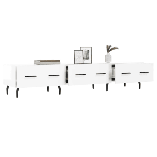 Móvel de TV - Modulo de TV - Armário de TV 150x36x30 cm derivados de madeira branco brilhante