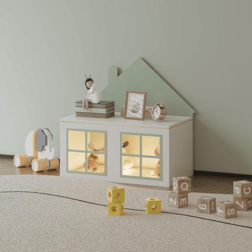 Caixa de brinquedos Vipsali com tampa 56x60x33 cm verde mentabranco en.casa