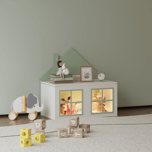 Caixa de brinquedos Vipsali com tampa 56x60x33 cm verde mentabranco en.casa