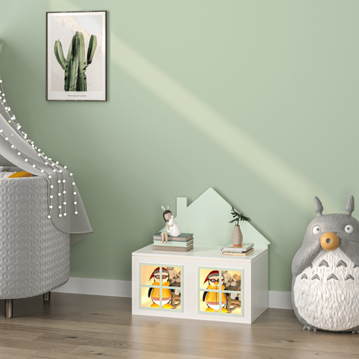 Caixa de brinquedos Vipsali com tampa 56x60x33 cm verde mentabranco en.casa