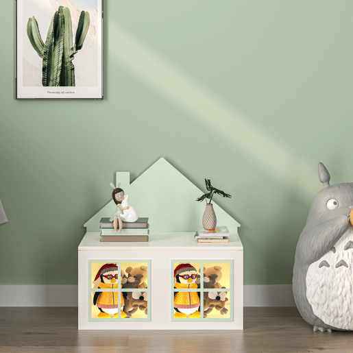 Caixa de brinquedos Vipsali com tampa 56x60x33 cm verde mentabranco en.casa