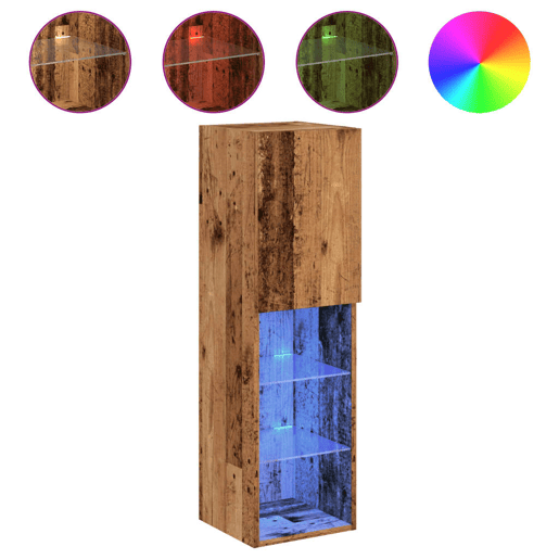Móvel de TV - Modulo de TV - Armário de TV com luzes LED 30,5x30x102 cm madeira velha