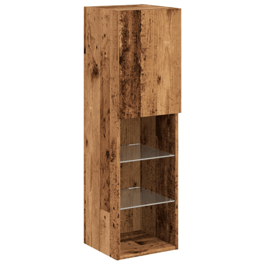 Móvel de TV - Modulo de TV - Armário de TV com luzes LED 30,5x30x102 cm madeira velha