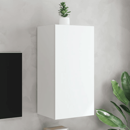 Móvel de parede para TV - Armário de TV com luzes LED 40,5x35x80 cm branco