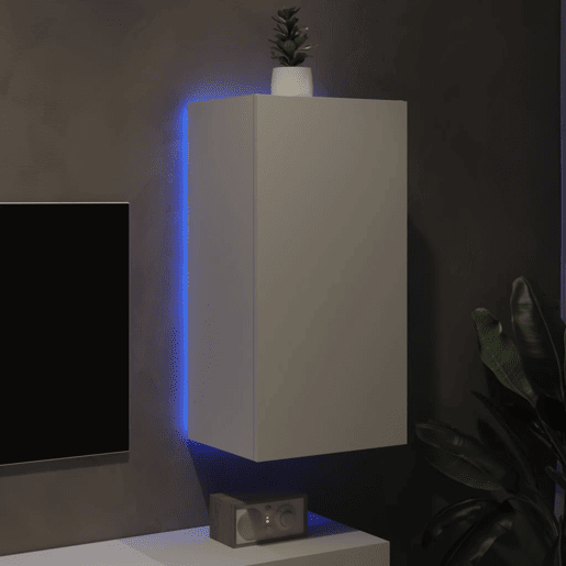 Móvel de parede para TV - Armário de TV com luzes LED 40,5x35x80 cm branco