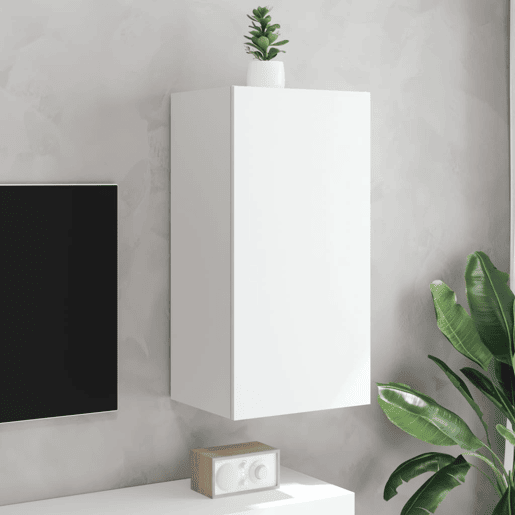 Móvel de parede para TV - Armário de TV com luzes LED 40,5x35x80 cm branco