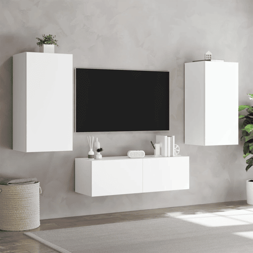 Móvel de parede para TV - Armário de TV com luzes LED 40,5x35x80 cm branco