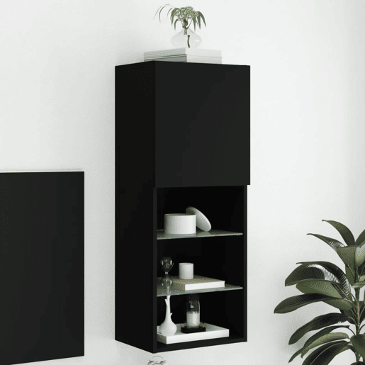 Móvel de TV - Modulo de TV - Armário de TV com luzes LED 40,5x30x102 cm preto