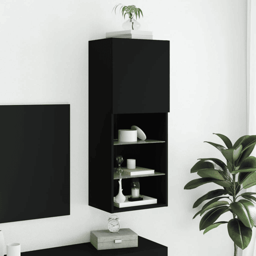Móvel de TV - Modulo de TV - Armário de TV com luzes LED 40,5x30x102 cm preto