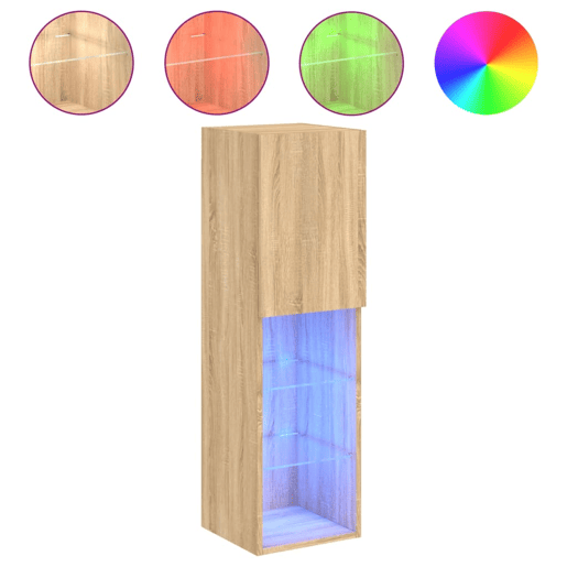 Móvel de TV - Modulo de TV - Armário de TV com luzes LED 30,5x30x102 cm carvalho sonoma