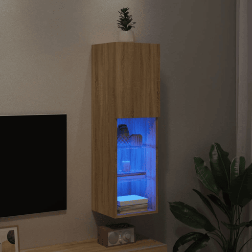 Móvel de TV - Modulo de TV - Armário de TV com luzes LED 30,5x30x102 cm carvalho sonoma