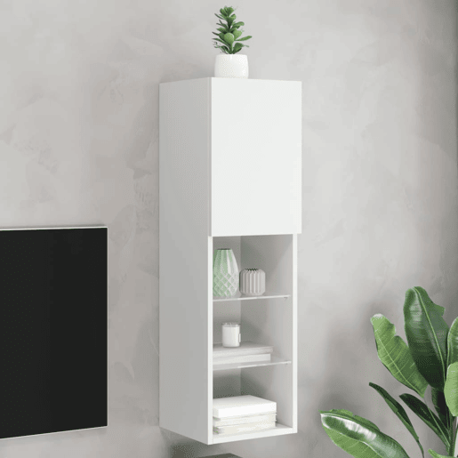 Móvel de TV - Modulo de TV - Armário de TV c luzes LED 30,5x30x102 cm branco